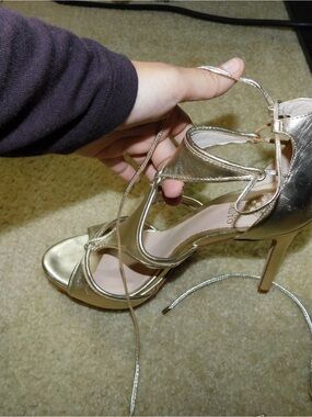 Vince Camuto Gold Strappy High Heels